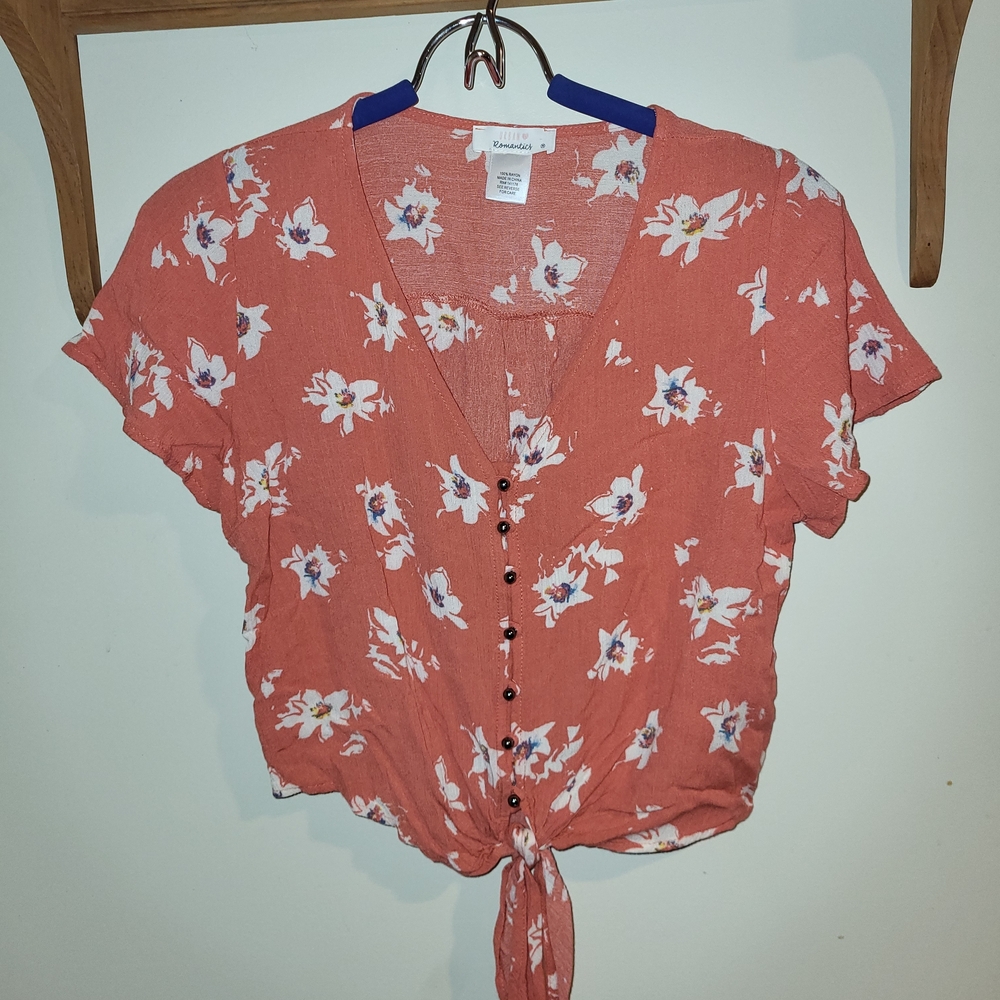 Floral Button-Down Tie-Front Top